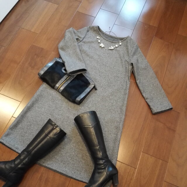 ウールツイード使える！シンプルワンピ