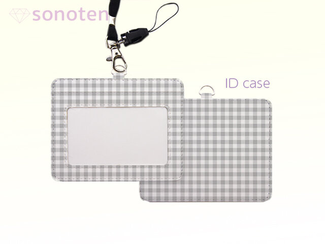 IDカードホルダー ギンガムチェック 2 グレー 【受注生産】 #115-idの画像1枚目