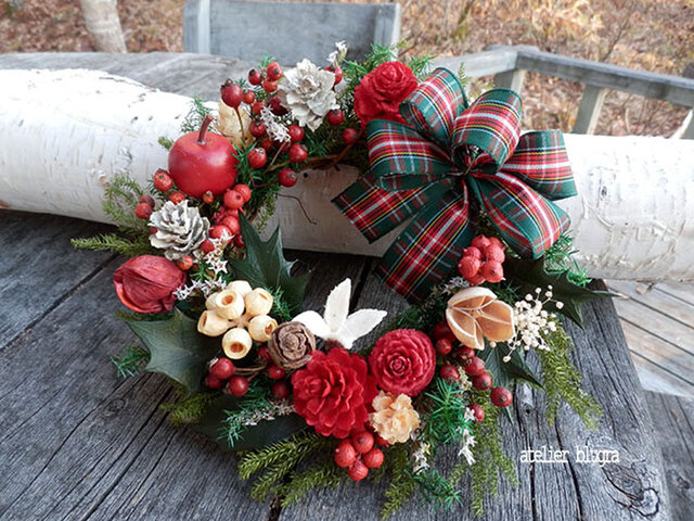atelier blugra八ヶ岳〜クラシックリボンWreath01の画像1枚目