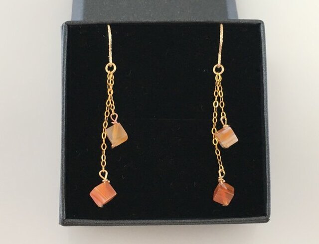 カーネリアン◇太陽の宝石◇k14GF chain ピアス/イヤリング | iichi