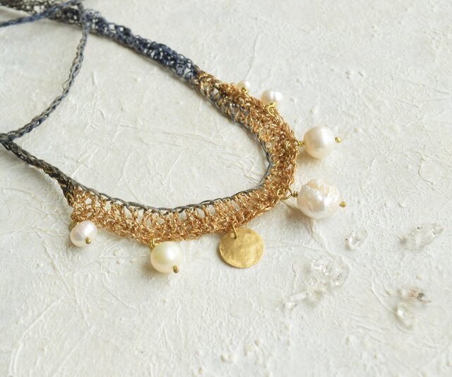 【送料無料】Brass plate necklaceの画像1枚目