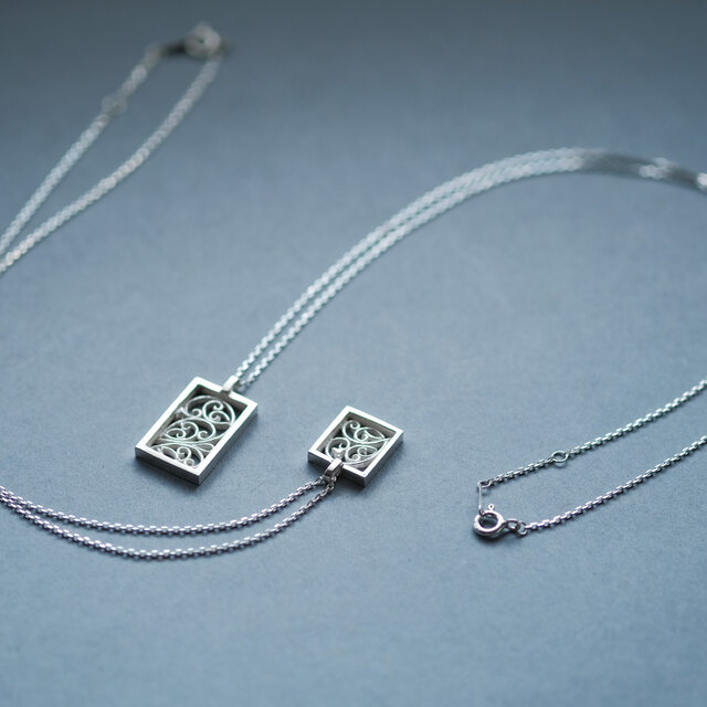 2コset）唐草 透かし ペア ネックレス シルバー925