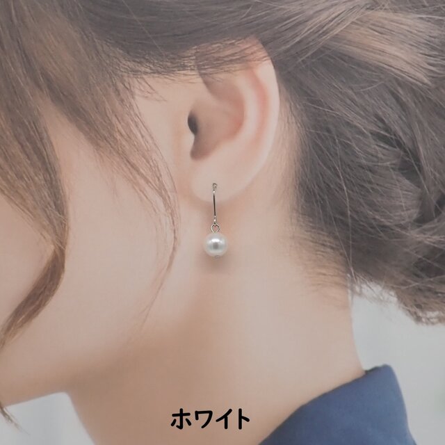 一粒パールネックレス＆ピアス／イヤリングセット【ホワイト