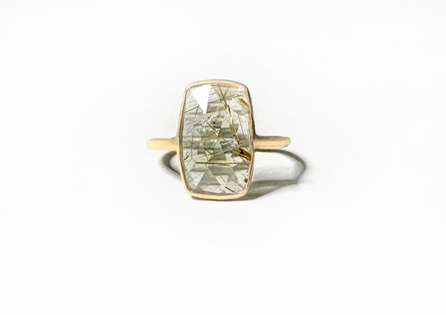 一点もの k18 Rutilated Quartz Baguette リング/ 受注制作の画像1枚目
