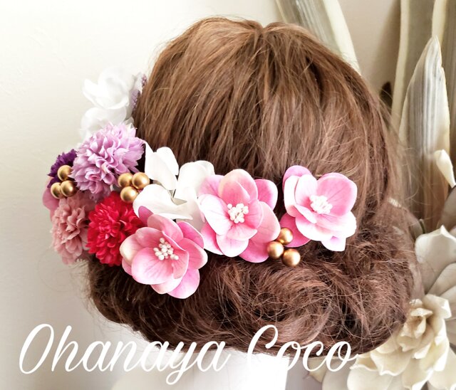花姫 ダリアとマムの髪飾り14点Set No663の画像1枚目