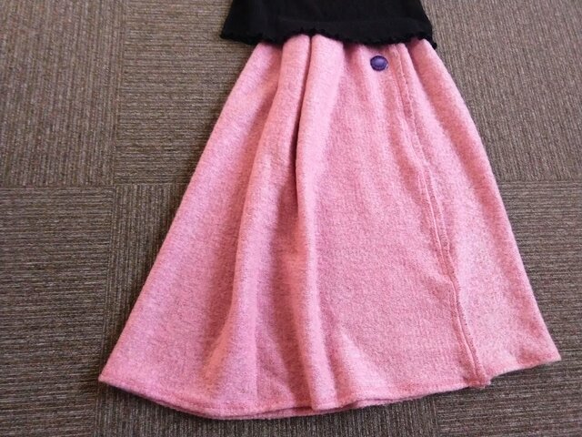 ★一点物★ITTAの最高級ニット★巻きスカート風★ピンク&黒糸入り★受注制作★の画像1枚目