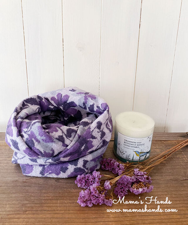 ラベンダー 紫 花柄 良品質 スヌード Iichi ハンドメイド クラフト作品 手仕事品の通販