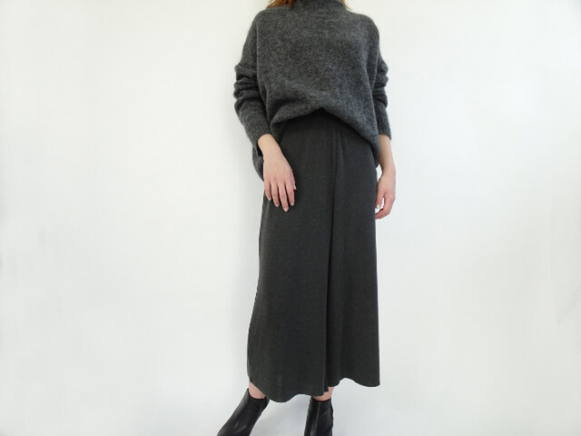 抗ピリング加工ニットガウチョパンツ<杢グレー>の画像1枚目