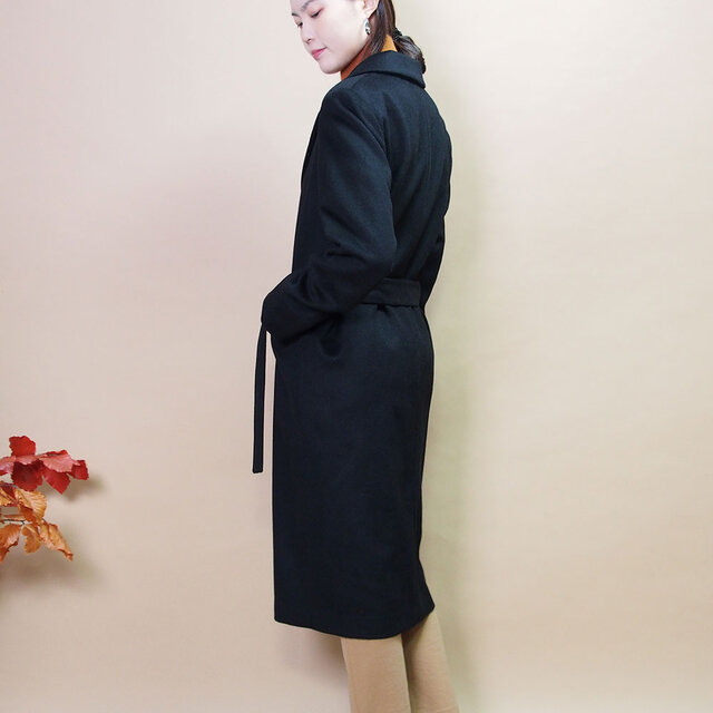 冬支度】カシミヤ100 チェスターコート（黒）19221 | iichi 日々の