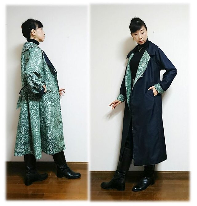 着物リメイク：大島紬のサラッとはおれるコート はおりもの ゆったり ...