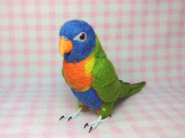 リアルサイズ♪ ゴシキセイガイインコ 羊毛フェルト 羊毛インコ 受注製作