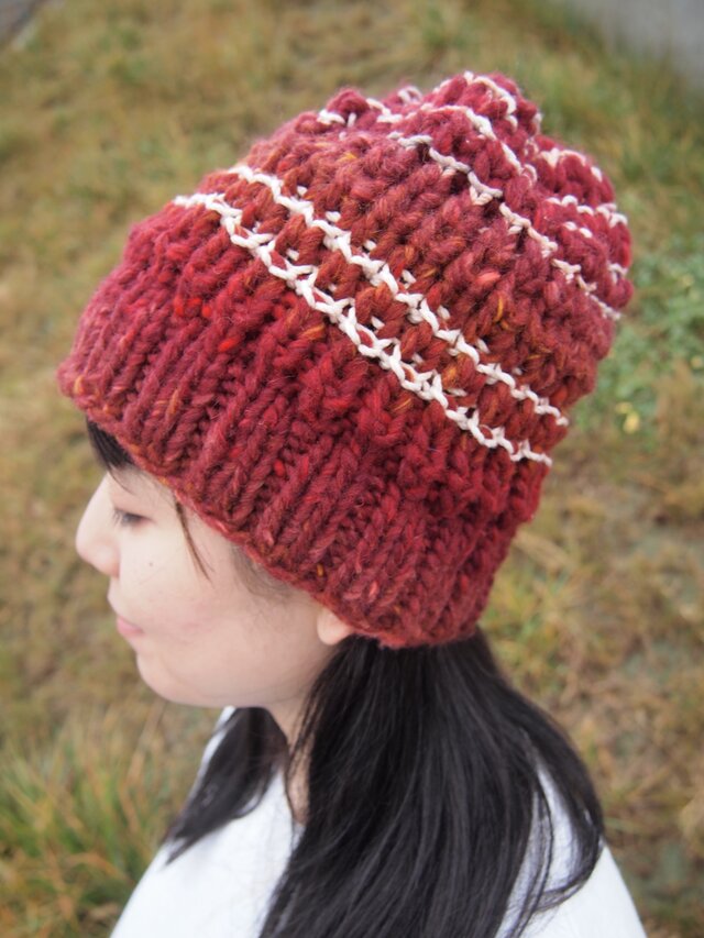 極太国産ウールのニット帽【レッド】 | iichi 日々の暮らしを心地よく