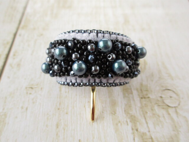 Hair Accessory ポニーフック ビーズ刺繍(K0848)の画像1枚目