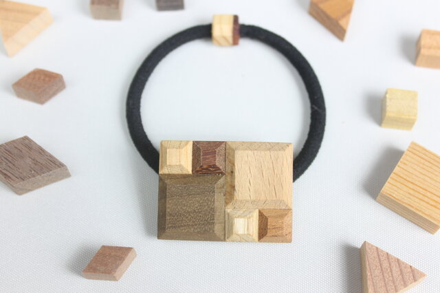 【新作】Wood Crystal レクタングルヘアゴムの画像1枚目