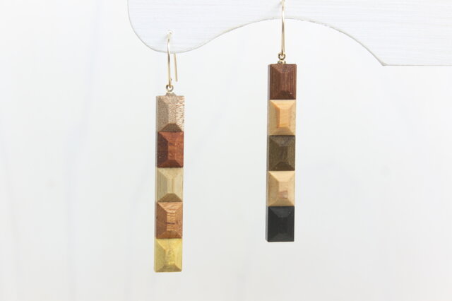 【新作】Wood Crystal レクタングルピアス・イヤリングの画像1枚目