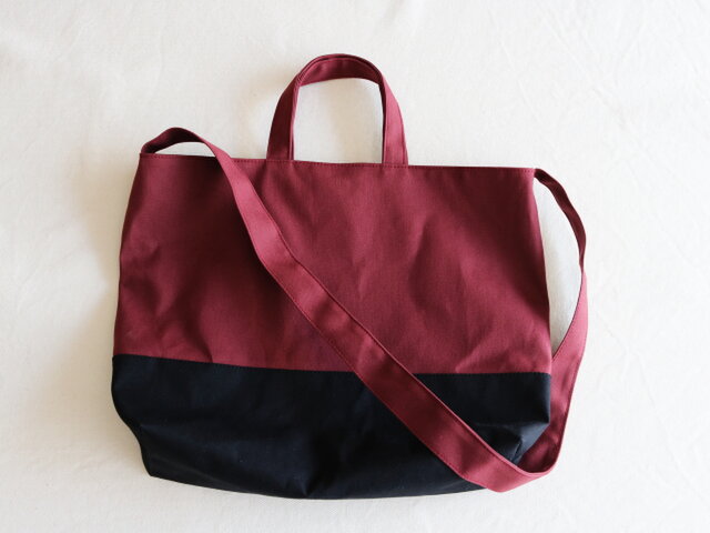 受注製作 ワイン 黒 倉敷産帆布使用2way Iichi ハンドメイド クラフト作品 手仕事品の通販