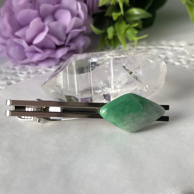 天然翡翠ネクタイピン9.16ct☆ミャンマー産原石から磨きました!の画像1枚目