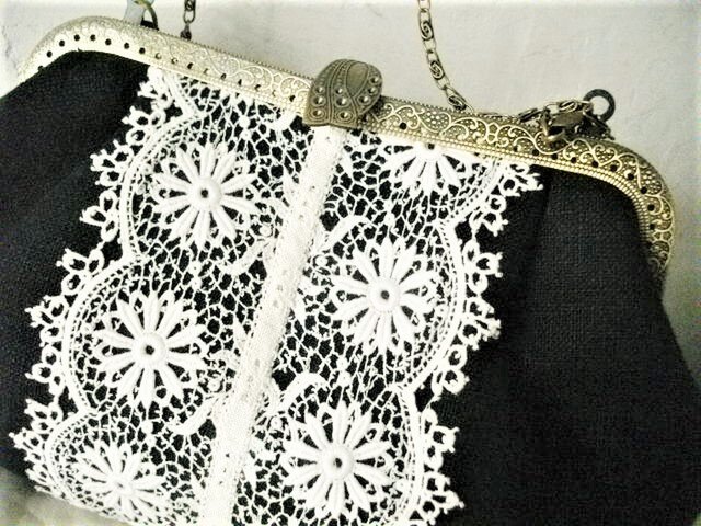 vintage ヴィンテージ レース　バッグ ヴィンテージレースのバッグ - chercher アンティーク