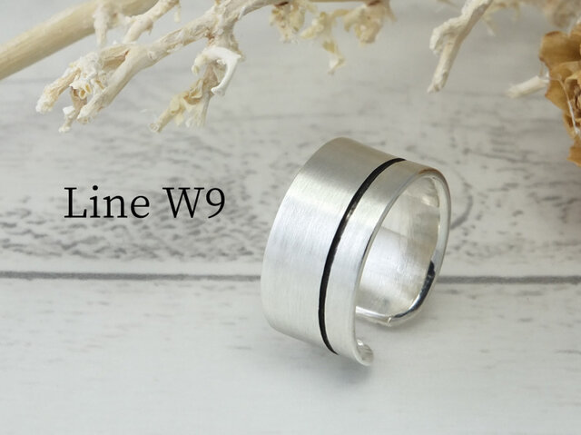 心地の良いフィット感と フリーサイズ溝平打リング9mm RF-LineW9<鏡面、ツヤ消し選択可>の画像1枚目