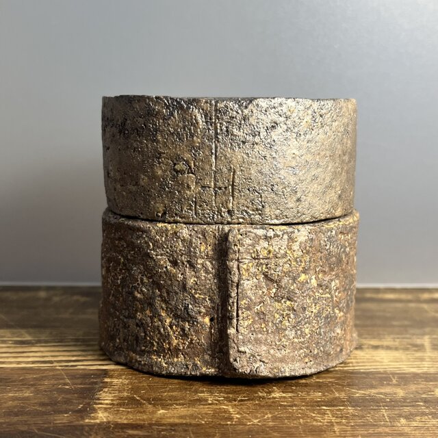 (on sale)焼締&泥彩&灰釉「纏」蓋器-2