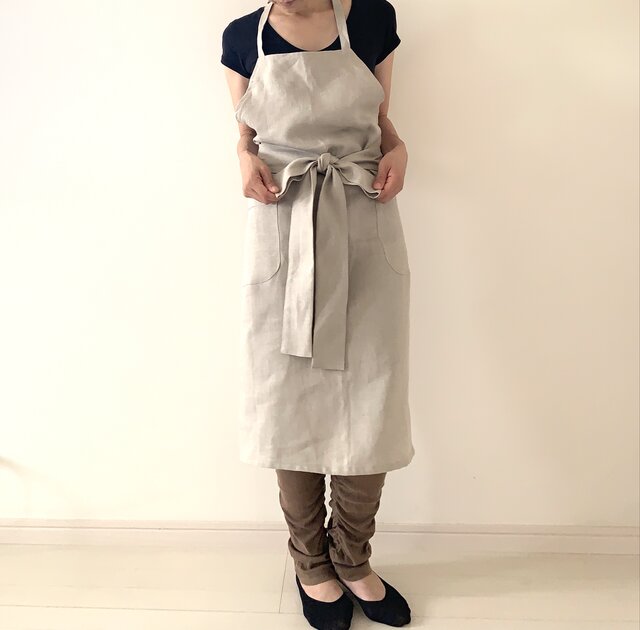 エプロン　麻100%　LIBECOベルギー製　ベージュ it-6740823387812-1200.jpg