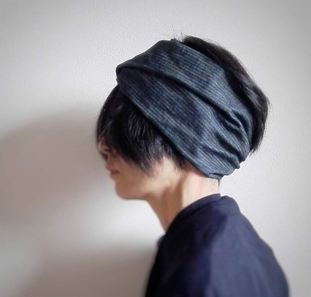 ターバンなヘアバンド デニムネイビー 送料無料の画像1枚目