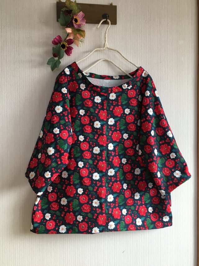 北欧調コットンオックスのドルマンスリーブプルオーバ