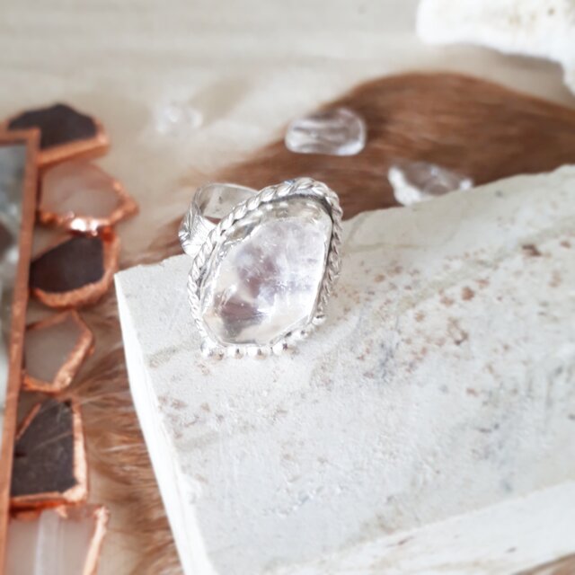 【14号】silver925 crystal tumble ringの画像1枚目