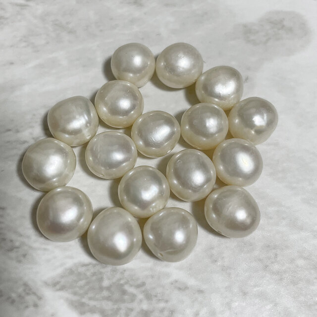 バロック淡水パール 10粒 9~10mm*9~10mm ホワイト系 ボタン フラット 素材 真珠 パーツ ルース