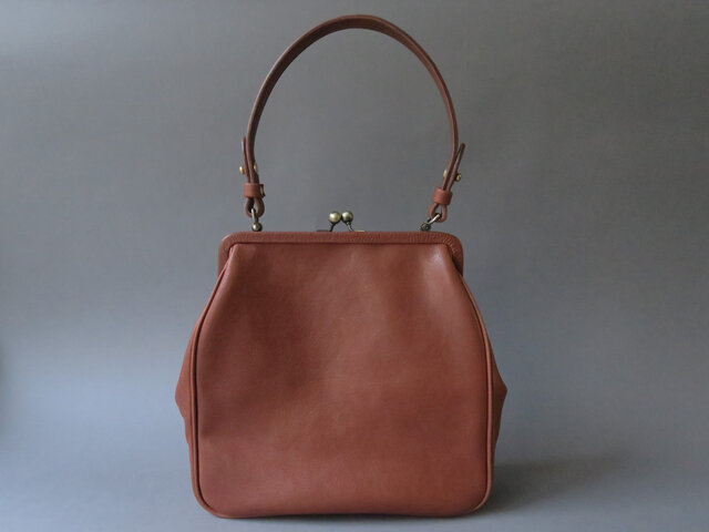 plain gama hand bag -square (reddish brown)の画像1枚目