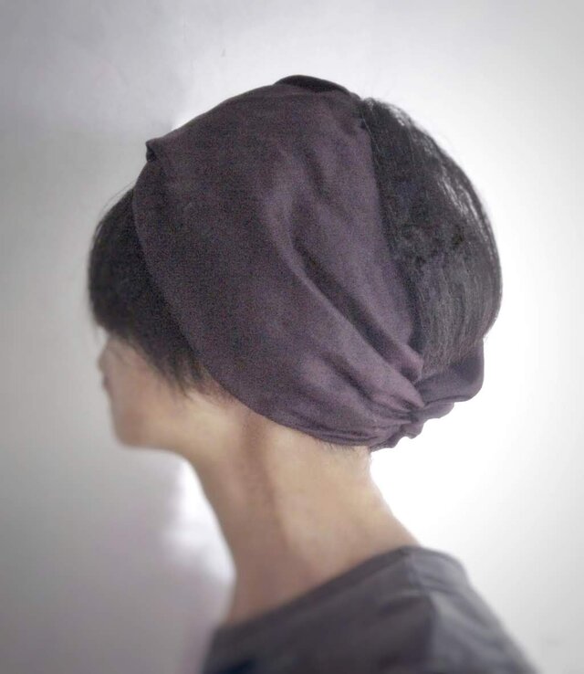 ターバンなヘアバンド　チャコール　送料無料