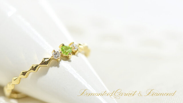 ブルートパーズ リング ダイヤモンド K18WG 指輪 デマントイド