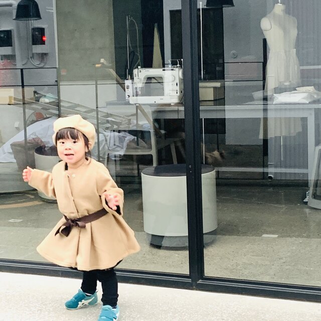 KIDS90-100 アルパカシャギーのドレスコート ベージュの画像1枚目