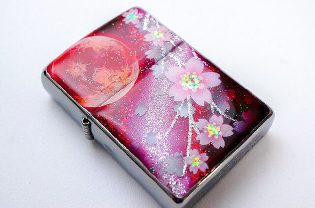 ZIPPO 手描き 蒼月と桜 ジッポ ライター 箱付き www.csm.fi.cr