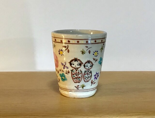 ざおうの森シリーズ フリーカップ 《リス・こけし・小鳥・ピンク花》の画像1枚目