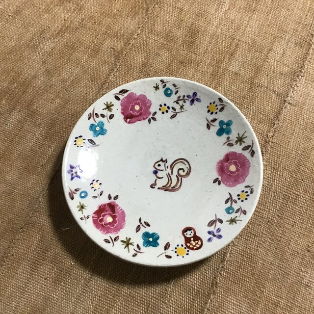 ざおうの森・とっても使いやすい丸皿・リス・ピンクの画像1枚目