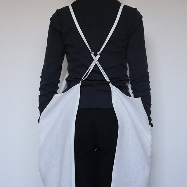 受注製作 リラックスエプロン リネン オフホワイト | iichi 日々の