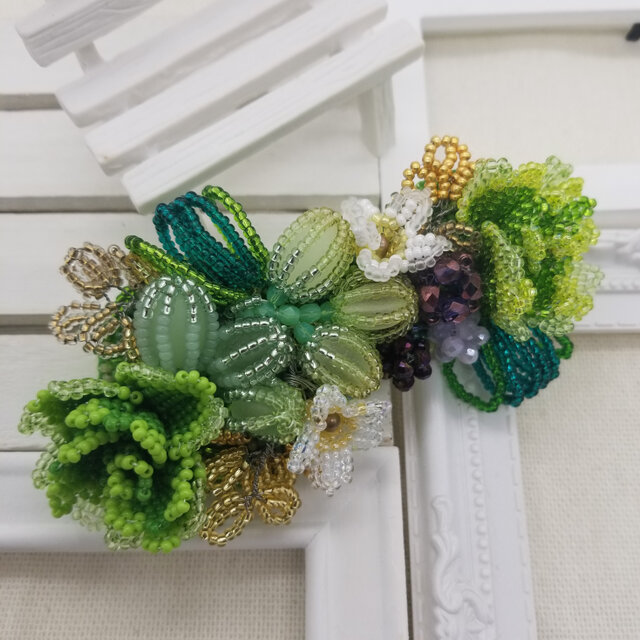 バレッタ Bouquet (グリーンローズ)の画像1枚目