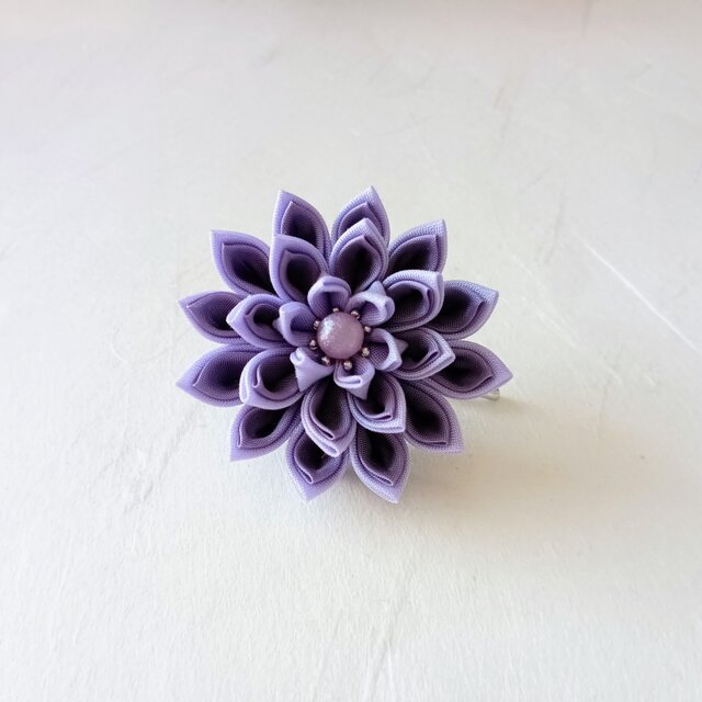 つまみ細工 お花のポニーフック 紫 [髪飾り・ヘアアクセサリー