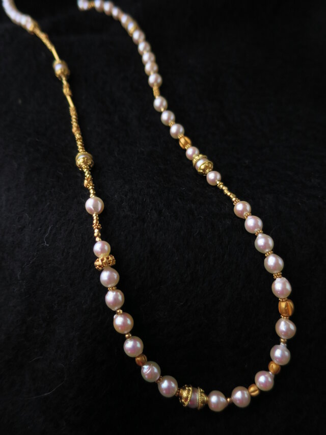 K18 Akoya baroque pearl・Gold beads Ｎｅｃｋｌａｃｅ-