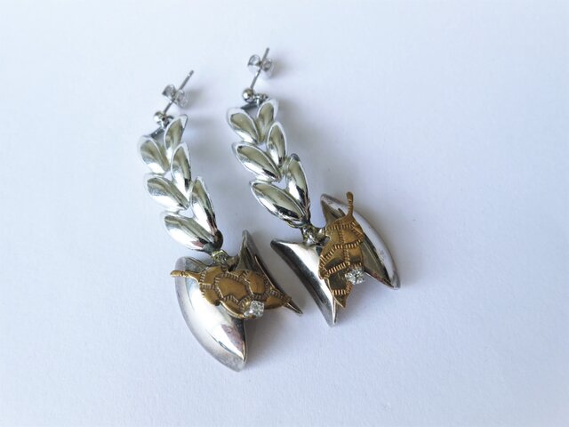 シルバーリーフピアス vintage earrings leaf SV <PE5-L19>の画像1枚目
