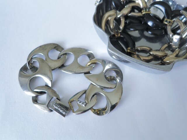 シルバーチェーンブレスレット vintage bracelet coin <BL1-L19>の画像1枚目