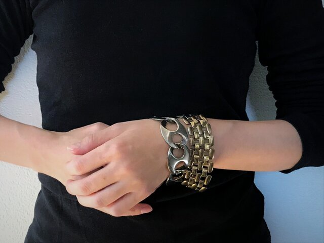 メッシュチェーンブレスレット vintage bracelet coin <BL4-L19>の画像1枚目