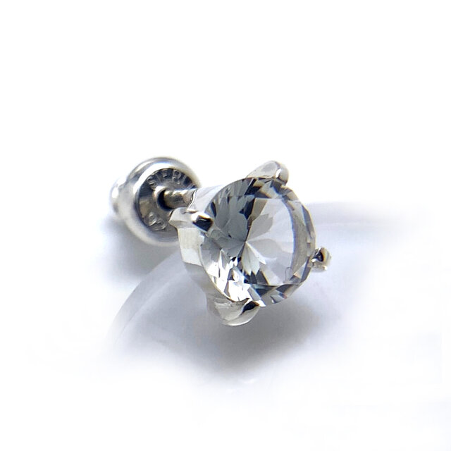 水晶ピアス 純チタン 水晶 ピアス （丸玉 5mm） 金属アレルギー 安心 チタン