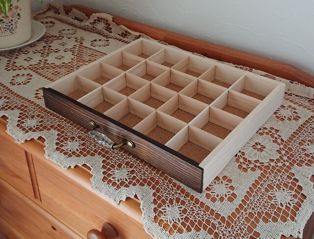 受注製作 アンティーク調二段引出しジュエリーボックスSウオルナット