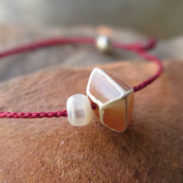 アンティーク　エッチドカーネリアン　＆　古代瑪瑙　＋　チンシルバー　ブレスレット 　千世 chitose