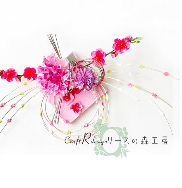 ウォールデコレーション桃の花リース ohina-03 | iichi 日々の暮らしを