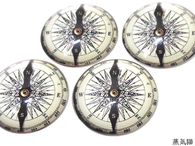 羅針盤ガラスカボション 25mm 4個 方位磁針 コンパスパーツ ハンドメイド素材 Iichi ハンドメイド クラフト作品 手仕事品の通販