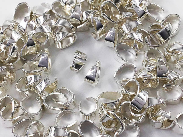送料無料 バチカン パーツ シルバー 白銀 6mm 100個 小さめ アクセサリー パーツ 金具 (AP0863)の画像1枚目