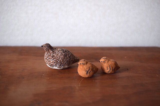 置物 ライチョウ親子の画像1枚目